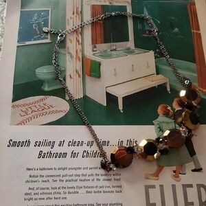 Stamped Vintage Gold & Black Elegant Beaded Necklace With beads & acrylic,